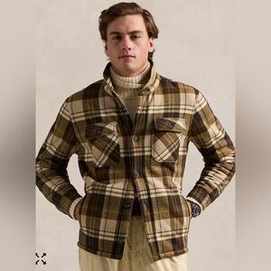 Polo Ralph Lauren Plaid Fleece Shirt Jacket Men’s Size XL Tan Light Brown NWT
